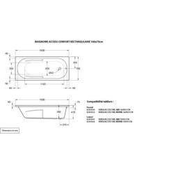 Baignoire rectangulaire, L.160x l.70 cm blanc, SENSEA Access confort