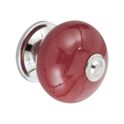 Bouton De Meuble Boule Rouge Porcelaine H.38 X L.40 X P.40 Mm