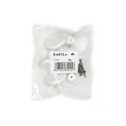 Lot De 6 Boutons De Meuble Rond Blanc Plastique H.27 X L.33 X P.33 Mm