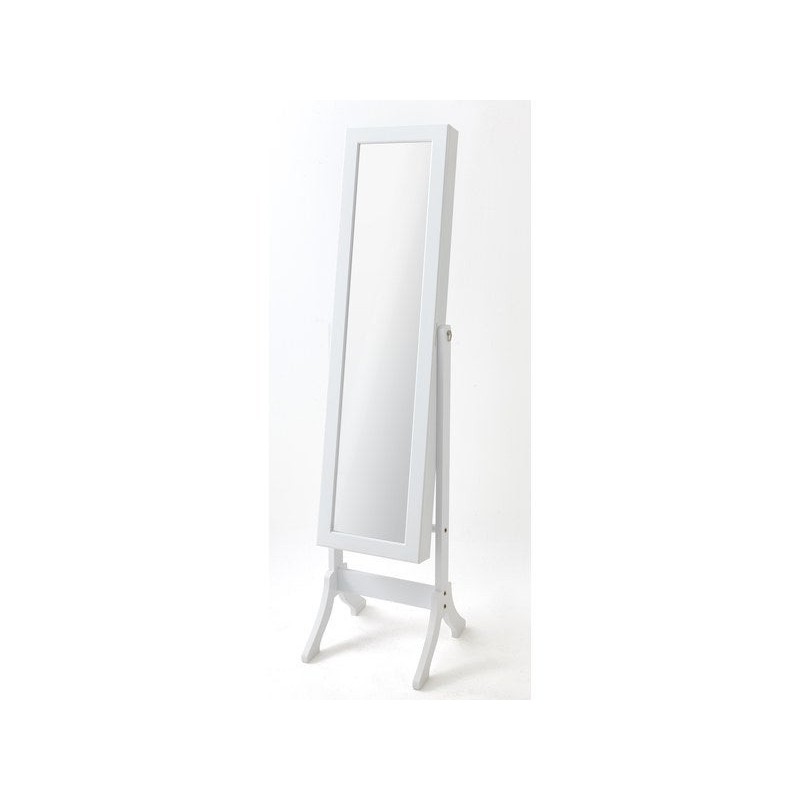 Miroir rectangulaire Psyche bijoux blanc, l.37 x H.145 cm