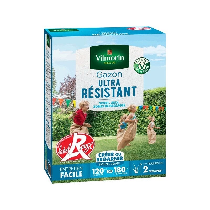 Gazon ultra resistant VILMORIN, 3 kg, 120 m²