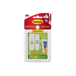 Multi-Pack Languettes de fixation tableaux Command - 8M + 16L, blanc