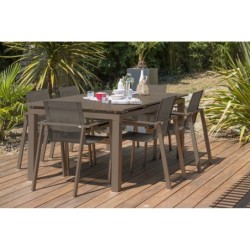 Table de jardin de repas DCB GARDEN Miami rectangulaire taupe 6 à 10 personnes