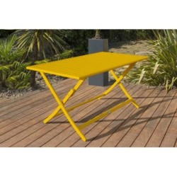 Table de jardin pliante DCB GARDEN Marius rectangulaire jaune / doré 4 personnes 