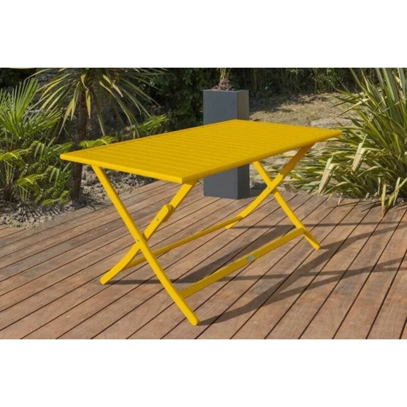 Table de jardin pliante DCB GARDEN Marius rectangulaire jaune / doré 4 personnes 