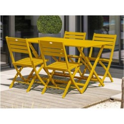 Table de jardin pliante DCB GARDEN Marius rectangulaire jaune / doré 4 personnes 