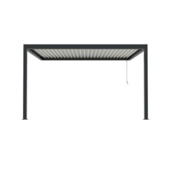 Pergola bioclimatique adossée Caleta aluminium, 12 m² gris anthracite