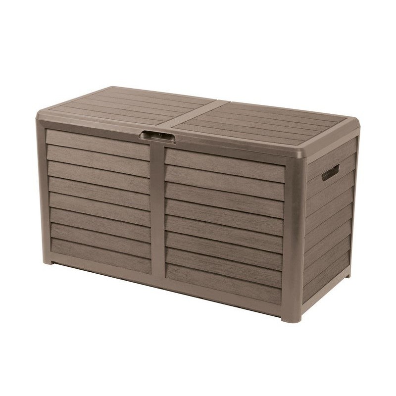 Coffre de jardin résine Baya brun taupe, L.117 X H.65 X P.55 Cm