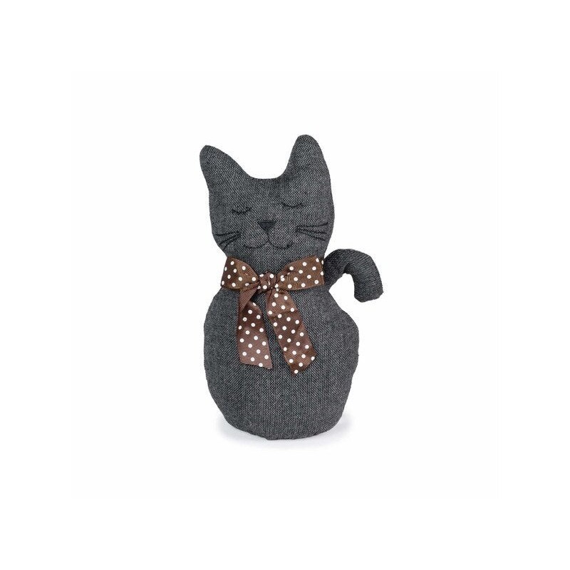 Bloque porte REI chat gris en tissu H.26 cm, 1kg