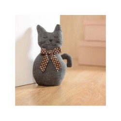 Bloque porte REI chat gris en tissu H.26 cm, 1kg