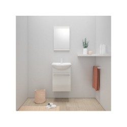 Lave main meuble sous vasque + vasque l.42 x H.60 x P.25 cm +miroir  blanc Aroa