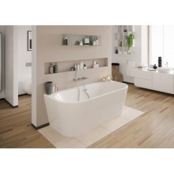 Baignoire semi-îlot l.75 x L.150 cm, blanc Ilova, BALNEO