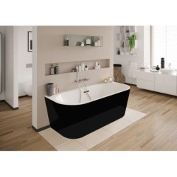 Baignoire semi-îlot l.75 x L.170 cm, noir Ilova, BALNEO