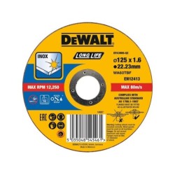 Disque a tronçonner pour inox, DEWALT DT43906, diam. 125 x 1.6 x 22 mm