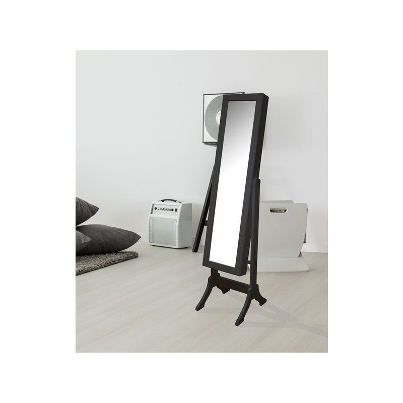 Miroir rectangulaire Psyche bijoux noir, l.37 x H.145 cm