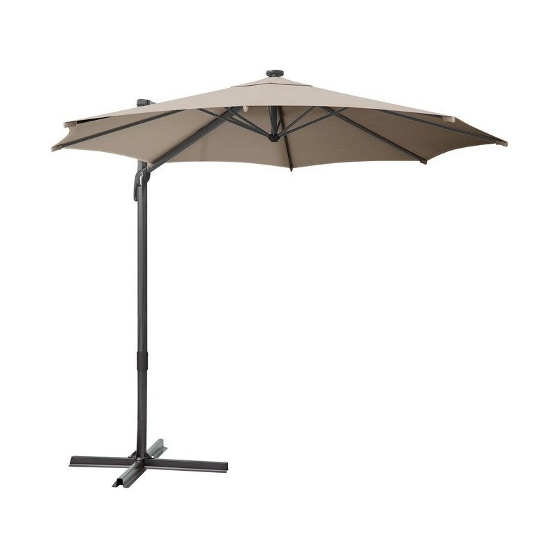 Parasol déporté NATERIAL Avea taupe octogonal, L.287 x l.287 cm