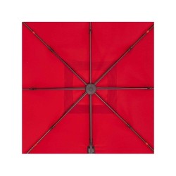 Parasol déporté NATERIAL Aura rouge carré, L.286 x l.286 cm