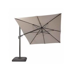 Parasol déporté NATERIAL Sonora led taupe rectangulaire, L.391 x l.282 cm