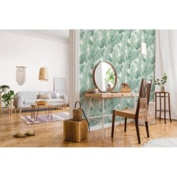 Papier peint vinyle intisse motif botanical vert