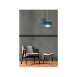 Suspension Natt, E27, diam.29 cm, coton bleu canard, METROPOLIGHT