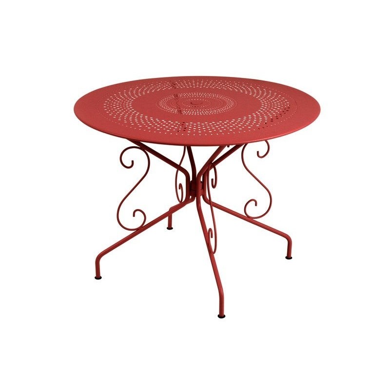 Table de jardin FERMOB Montmartre rond rouge 4 personnes