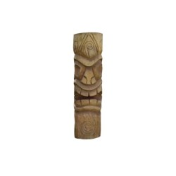 Totem bois de cocotier marron Tiki mauri, H.100 cm