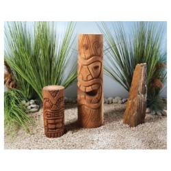 Totem bois de cocotier marron Tiki aro, H.100 cm