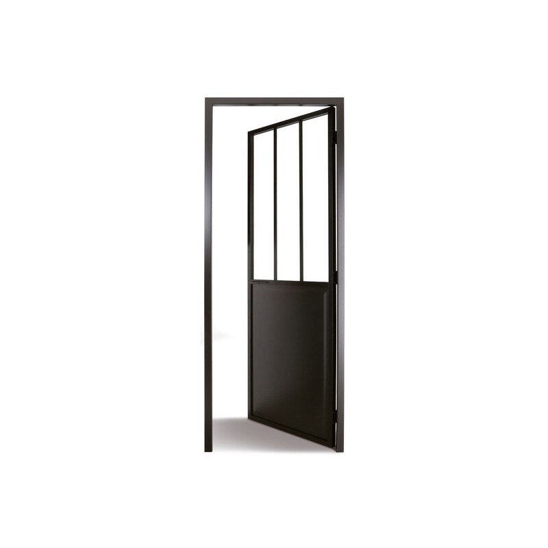 Bloc-porte atelier vitre Atelier, noir H.204 x l.73 cm, poussant droit