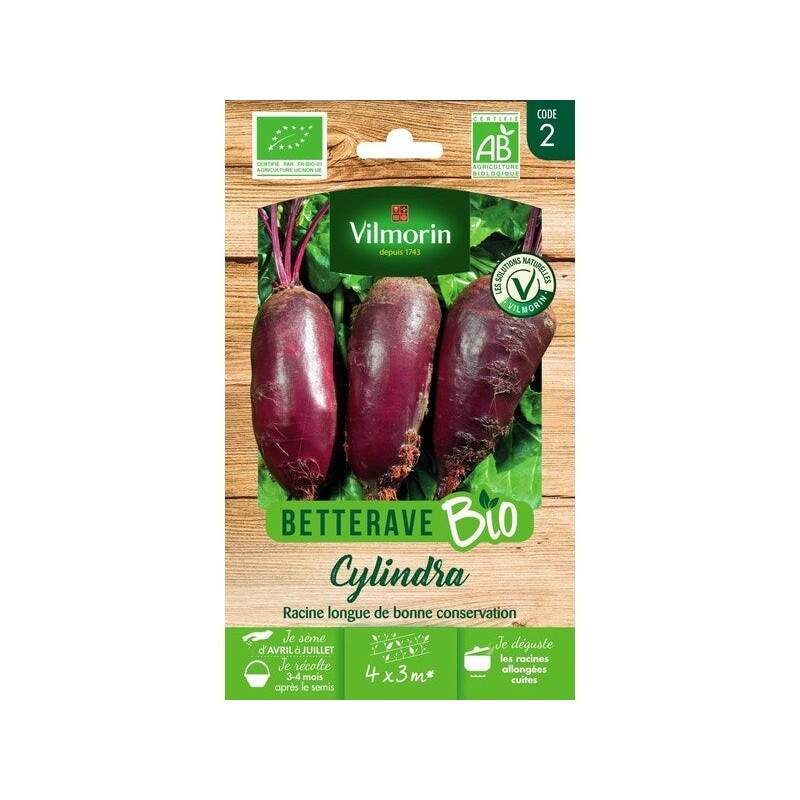 Graines de potager betterave cylindra bio VILMORIN 5 g