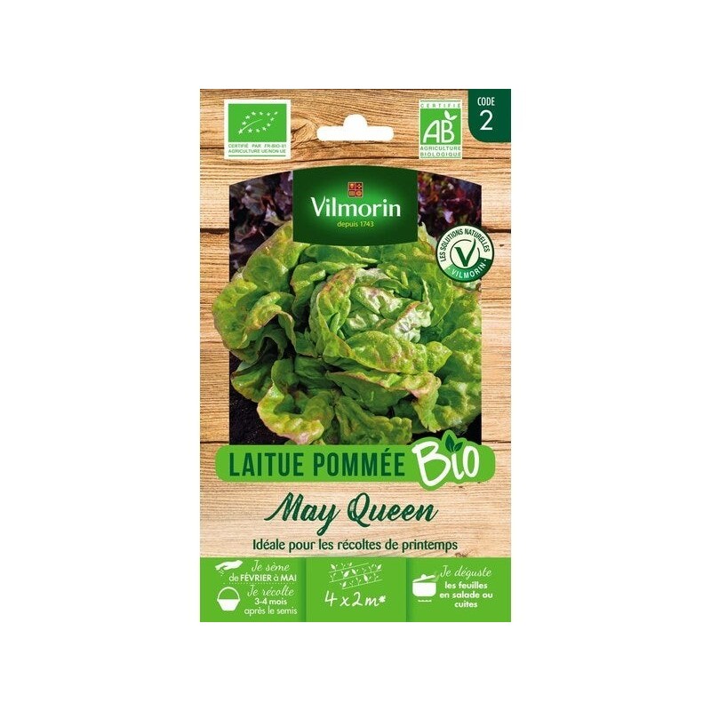 Graines de potager laitue may queen bio VILMORIN 2 g