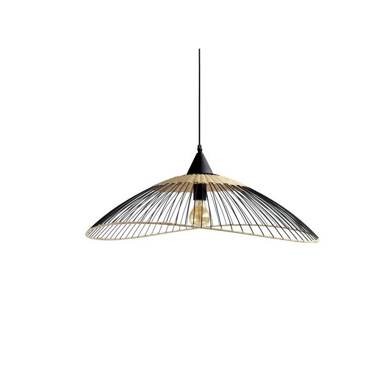 Suspension 1x e27 rotin noir / naturel SEYNAVE Kasteli D.65 cm