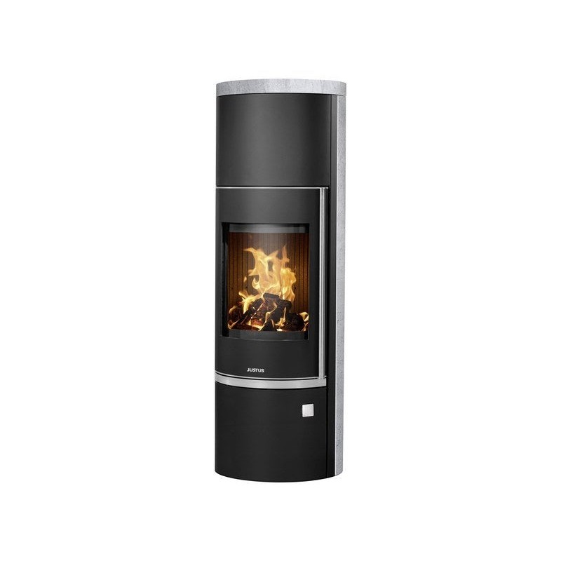 Poêle à bûche JUSTUS Faro w+ 2.0 porte fonte gris / noir, 7 kW