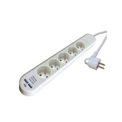 Multiprise Usb Filaire, 5 Prises Blanc, 1.5M, Lexman