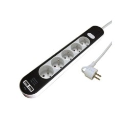 Multiprise Usb Filaire, 5 Prises Blanc / Noir, 1.5M, Lexman