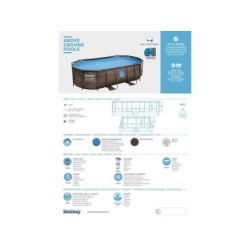 Piscine hors-sol tubulaire, Power Steel Vista Hublots, BESTWAY, L.4.27m x l.2.5 m x H.1 m