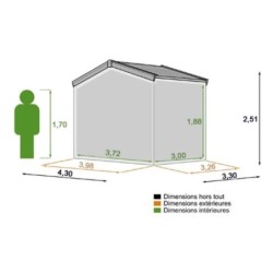 Abri De Jardin Bois Naterial Kimo Axess Ep.28 Mm, 11.19 M² LDD