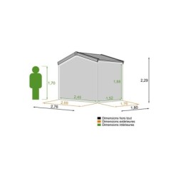 Abri De Jardin Bois Naterial Kipo Axess+ Traité Autoclave Ep.19 Mm, 3.73 M²