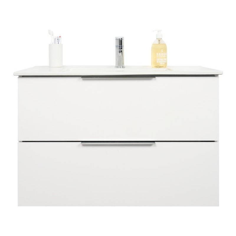 Meuble sous-vasque, 2t l.79 x H.53 x P.45 cm, blanc, Essential