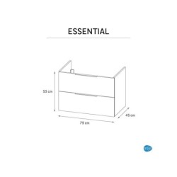 Meuble sous-vasque, 2t l.79 x H.53 x P.45 cm, blanc, Essential