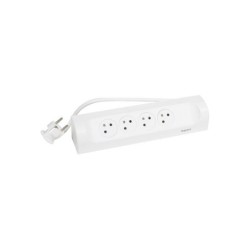 Multiprise Filaire Compact, 4 Prises Blanc Legrand