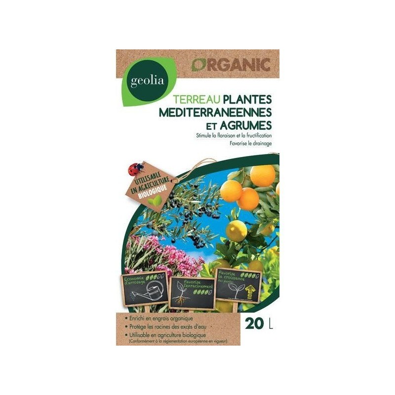 Terreau plantes méditerranéennes GEOLIA, 20 litres