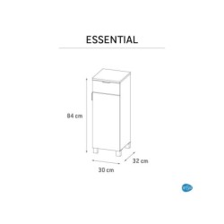 Caisson meuble bas, 1p l.30 x H.84 x P.32 cm, blanc, Essential