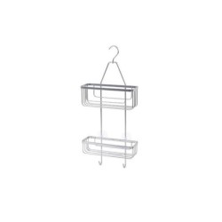 Etagère de bain / douche a suspendre à 2 niveaux en acier Essential, SENSEA, H.55.4 X l.9 X P.9 cm chromé