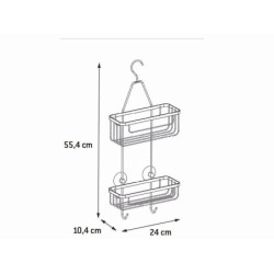 Etagère de bain / douche a suspendre à 2 niveaux en acier Essential, SENSEA, H.55.4 X l.9 X P.9 cm chromé