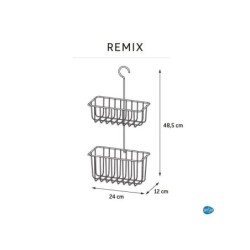 Étagère de bain et douche double a suspendre, inox, Remix