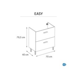 Meuble sous-vasque l.70 x H.67 x P.40 cm, blanc, Easy