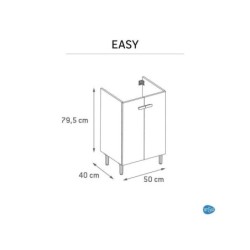 Meuble sous-vasque l.50 x H.67 x P.40 cm, effet chêne naturel, Easy