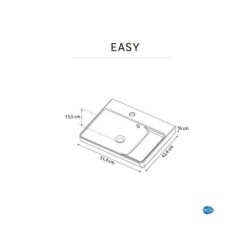 Plan vasque simple Easy Céramique blanc l.51.4 x P.42.4 cm