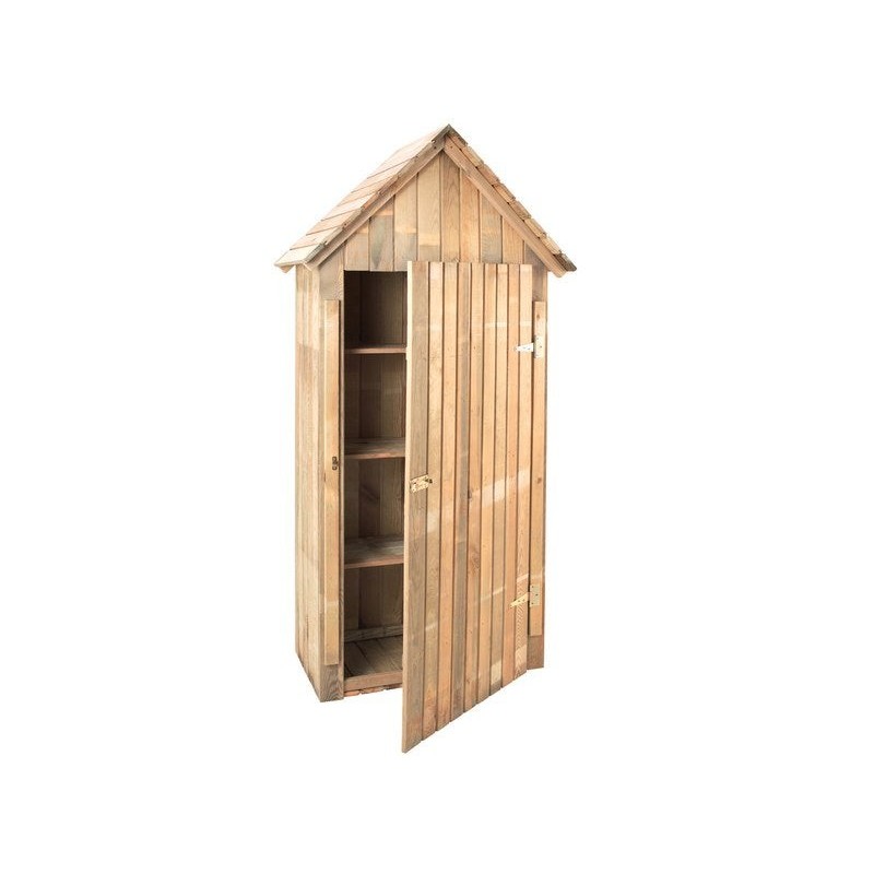 Armoire de jardin bois Wissant naturel , L.93.2 X H.193 X P.60 Cm