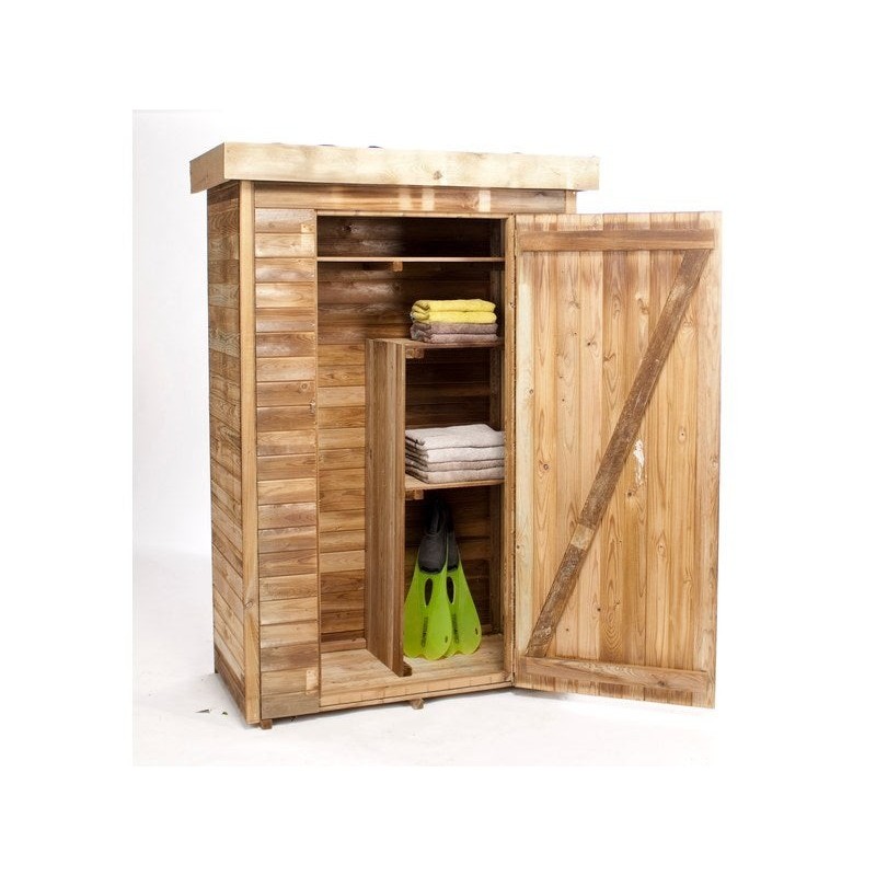 Armoire de jardin bois Helka naturelle, L.131 X H.197 X P.69 Cm